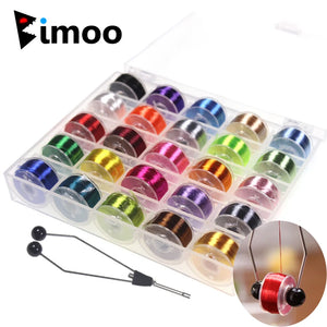 Bimoo 200D 25 Spools Fly Tying Thread Thin Jig Small Flies Midge Tying Polyester Filaments With Standard Bobbin Dry Fly Thread