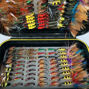 135Pieces/Box Fly Fishing Lure Box Set Wet Dry Nymph Fly Tying Material Bait Fake Flies for Trout Fishing Tackle