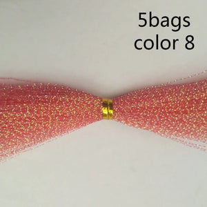5Packs/ Fishing Tying Crystal  Twisted Flashabou Holographic Tinsel Fly Flash for Jig Hook Lure Making Material