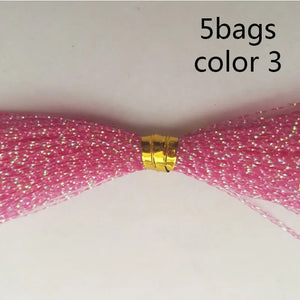 5Packs/ Fishing Tying Crystal  Twisted Flashabou Holographic Tinsel Fly Flash for Jig Hook Lure Making Material