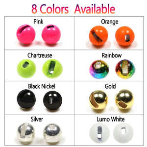 Bimoo 20PCS 2.5mm~5.5mm Slotted Tungsten Beads Fly Tying Material For Jig Nymph Fast Sinking Wet Fly Trout Fishing Lures Baits