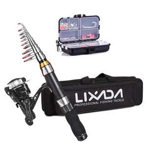 Lixada 2.1m 2.3 m Telescopic Fishing Rod Reel Combo Full Kit Carbon Fiber Rod