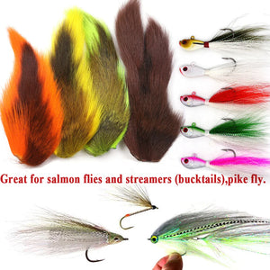 Vtwins Fly Tying Fur Whole Dyed Deer Tail Hair Fur Bucktail Jigs Fly Tying Saltwater Flies Dry for Fly Tying Bucktail Materials
