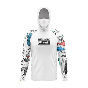 Pelagic Grea Fishing Shirts, Long Sleeve, Hooded Face Cover, Quick Dry, UV Protection