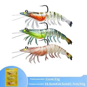 Lure 8.8g 11g 21g Luminous Fake Shrimp Soft Silicone Artificial Bait with Bead Swivels Hook for Fishing Tackle Lure Accessories