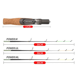 Ice fishing rod Rod 53cm Flat Solid tip 2 section Winter Fishing Rod Light weight Glassfiber River Shrimp Carp Fishing Pole