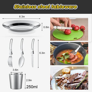Camping Cooking Set Outdoor Aluminum Lightweight Equipment Camping Cookware Kit For Traveling Trekking Hiking Supplies