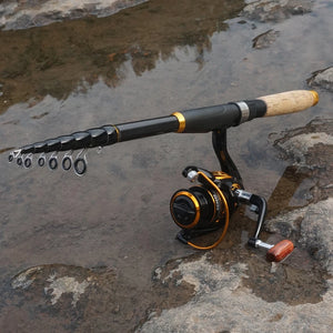 Fishing Rod and Reel Combo 1.8m-3.6m Carbon Fiber Max Pull 3.5kg Lure Rod and 5.2:1