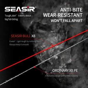 Seasir RedBull 8 Braided Pe Fishing Line 150M 0.8-5.0 12-50LB Japan Quality Multifilament High Stength Strands Main Line