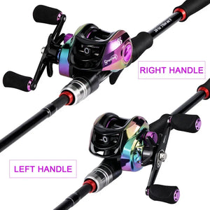 Sougayilang Fishing Rod Reel Combo 1.8M-2.1M Lure Fishing Rod and 7.2:1 High Speed Baitcasting Reel Set Fishing Tackle Pesca