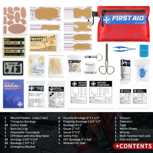 Small First Aid Kit RHINO RESCUE Ultralight Waterproof Medical Kit for Hiking Camping Backpacking Cycling Travel Vehicles 107PC