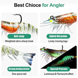 Lure 8.8g 11g 21g Luminous Fake Shrimp Soft Silicone Artificial Bait with Bead Swivels Hook for Fishing Tackle Lure Accessories