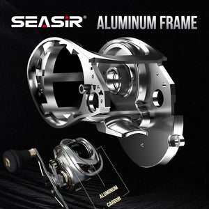 Seasir Megacuda Baitcasting Reel Drag 15KG Deep Spool 6.5:1 Aluminum Frame Carbon Side Double Handle Jigging Metal Reel Seawater